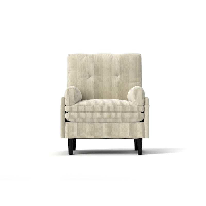 Divano singolo multifunzione in velluto a coste color avorio 30.32, poltrona lounge convertibile, letto
