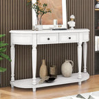Retro Circular Curved Design Console Table with Open Style Shelf