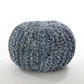 Denim Twisted Rope Pouf Ottoman