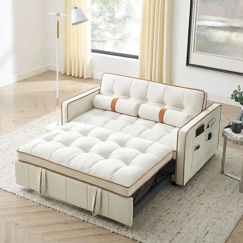 Divano letto estraibile regolabile in velluto Modern 55.5 con tasche laterali