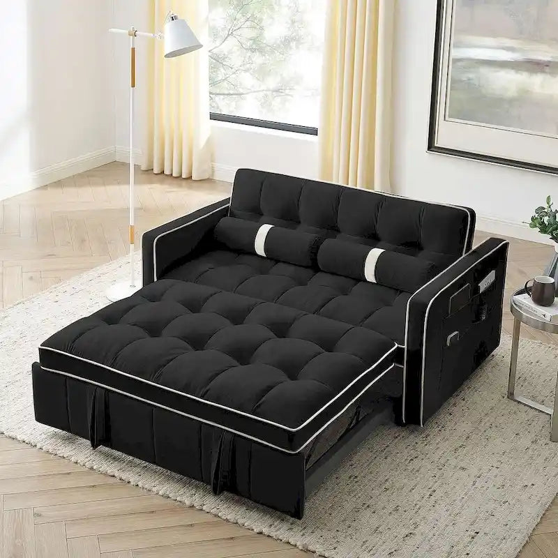 Divano letto estraibile regolabile in velluto Modern 55.5 con tasche laterali