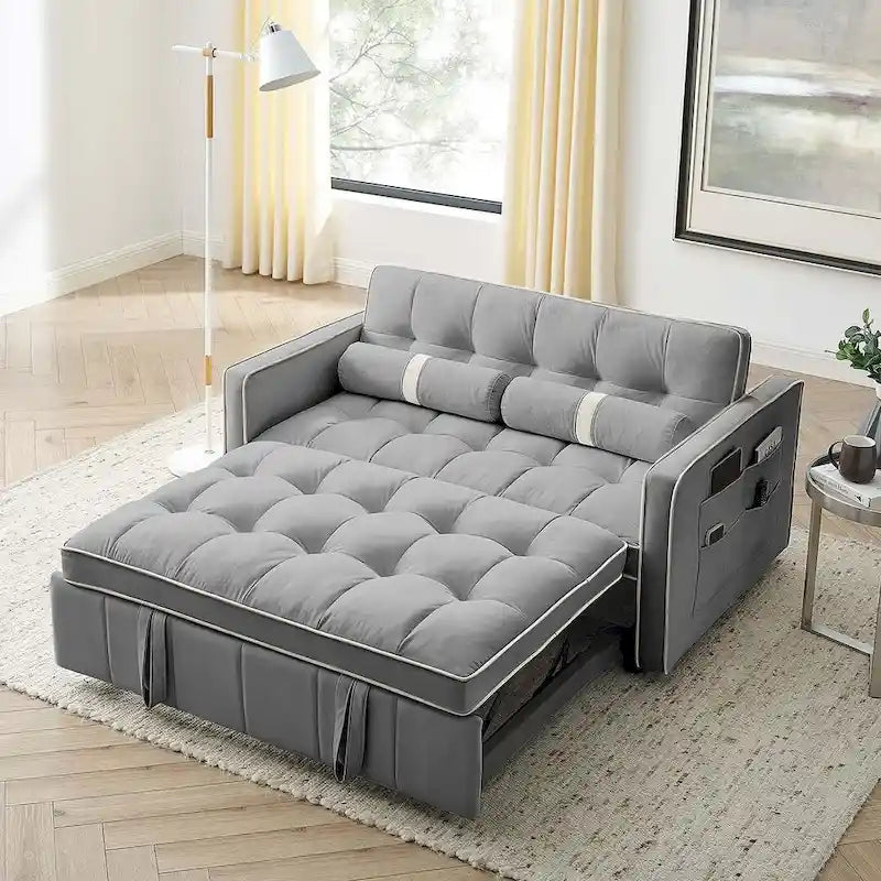Divano letto estraibile regolabile in velluto Modern 55.5 con tasche laterali