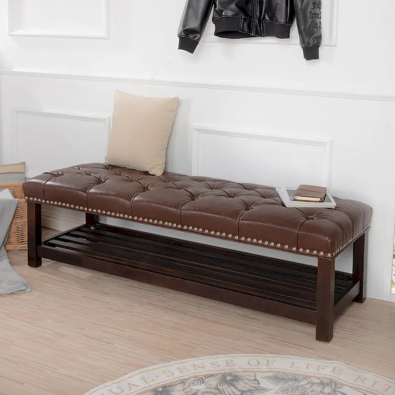 Panca imbottita con base in legno per camera da letto e ingresso