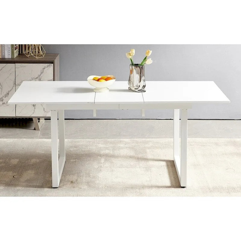 Tavolo da pranzo quadrato allungabile con gamba in metallo, moderno tavolo da cucina salvaspazio (70,86 L x 31,5 P x 29,5 A)