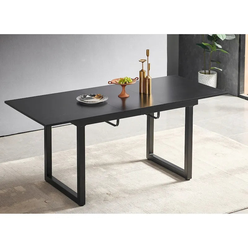 Tavolo da pranzo quadrato allungabile con gamba in metallo, moderno tavolo da cucina salvaspazio (70,86 L x 31,5 P x 29,5 A)