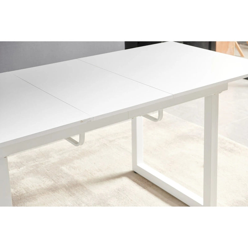 Tavolo da pranzo quadrato allungabile con gamba in metallo, moderno tavolo da cucina salvaspazio (70,86 L x 31,5 P x 29,5 A)