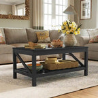 VredHom Coffee Table Center Table Tea Table with Shelf - 18.1 in H x 40.2 in W x 22 in D